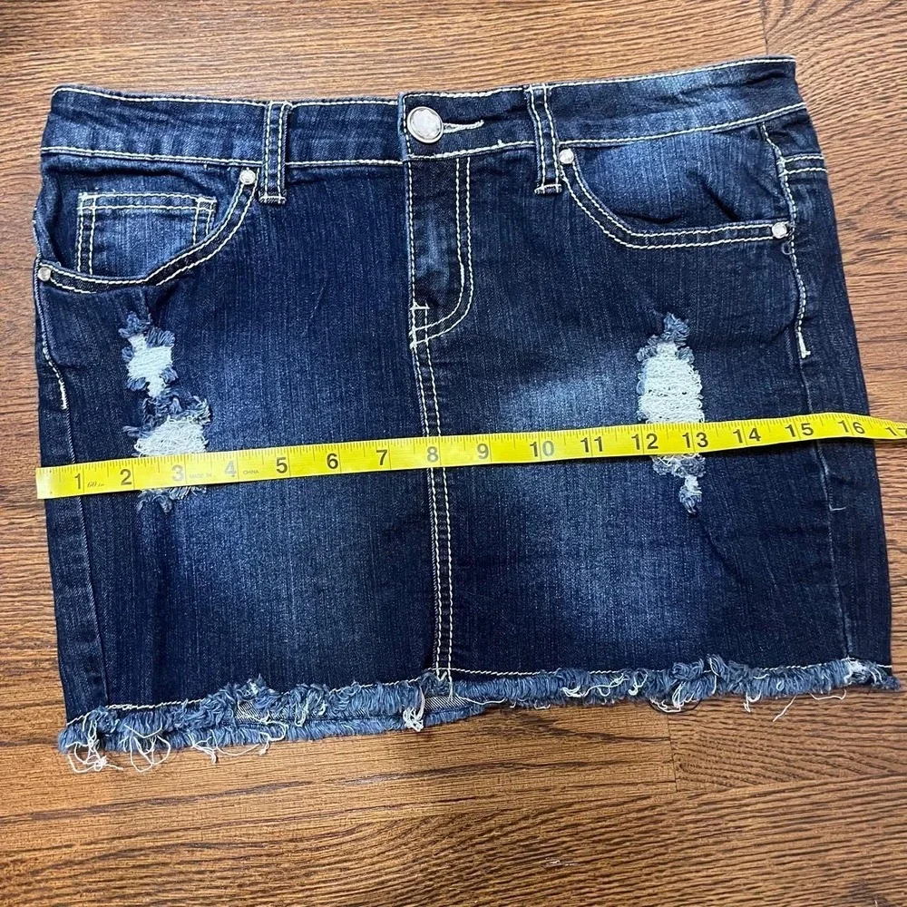 y2k dark wash low rise jean skirt size 3/4